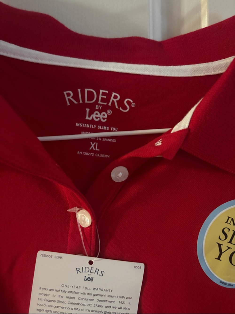 Riders by Lee Red Polo with White Trim